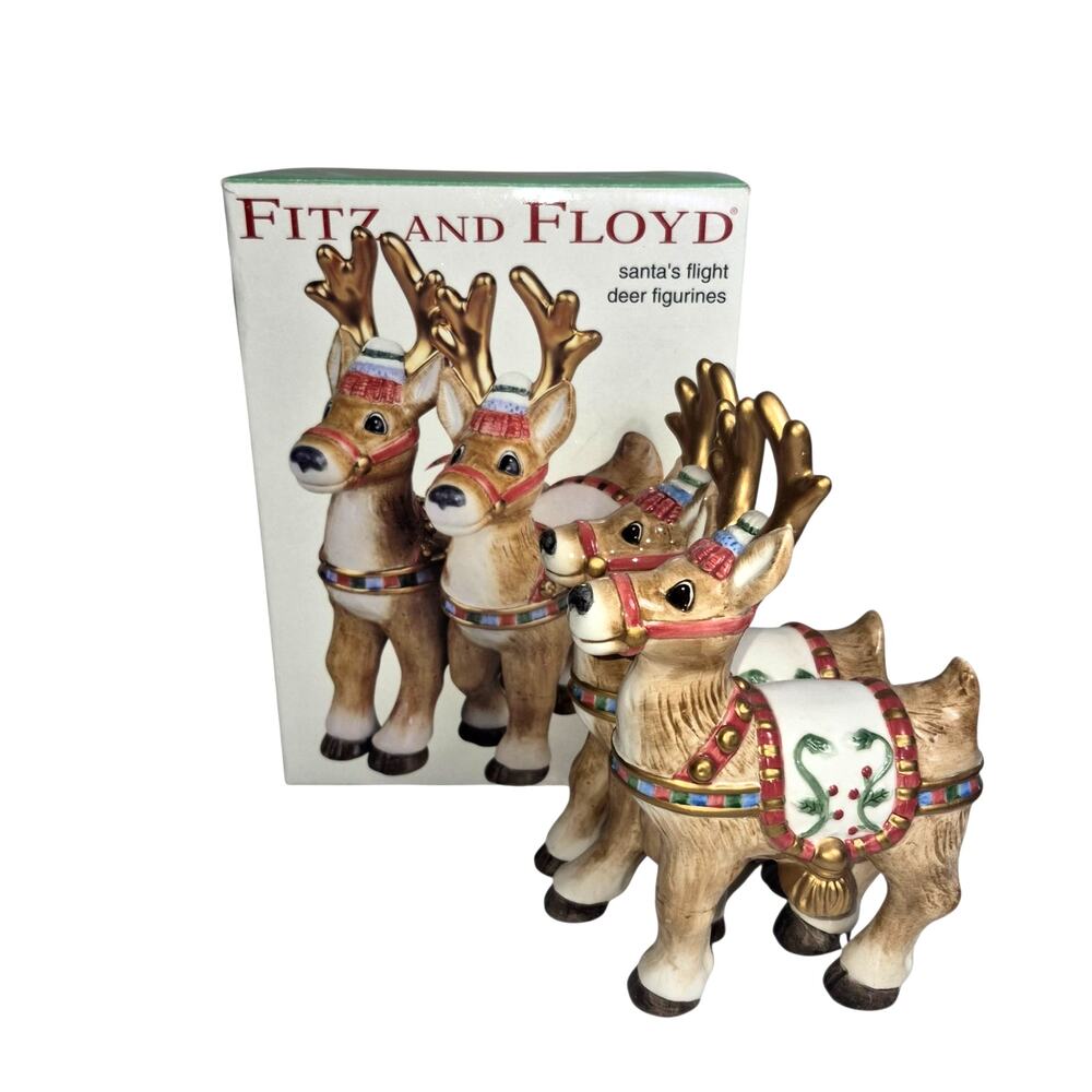 Fitz & Floyd Santa's Flight Ceramic Christmas Figure Decor Original Box 8"